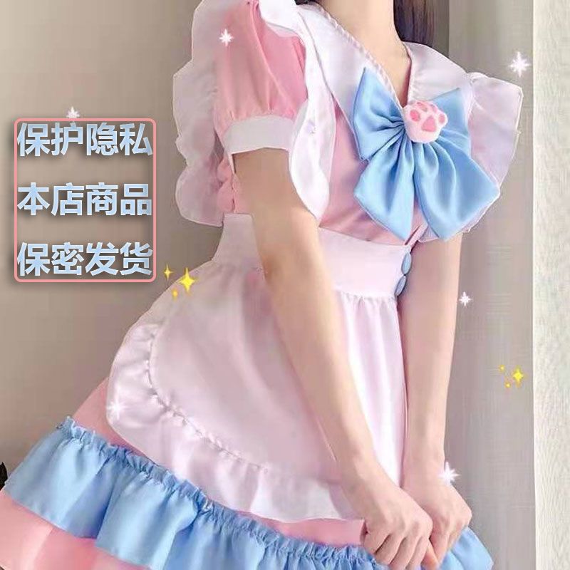 日系粉蓝女仆装lolita可爱lol裙洛丽塔连衣裙二次元cos服软妹套装