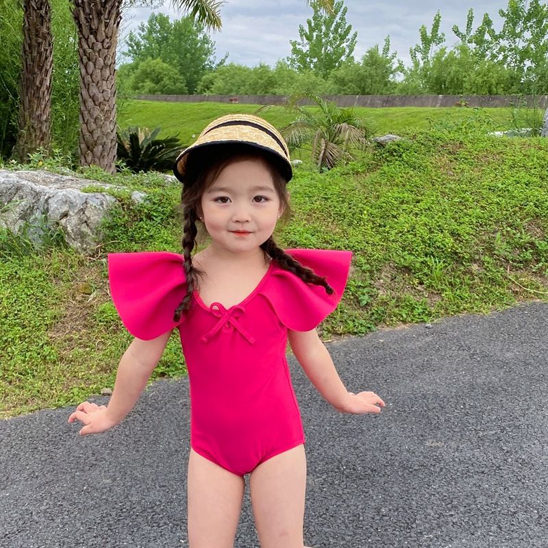 女童露背泳衣2023新款兒童連體泳裝1-8歲女寶寶游泳衣夏公主可愛