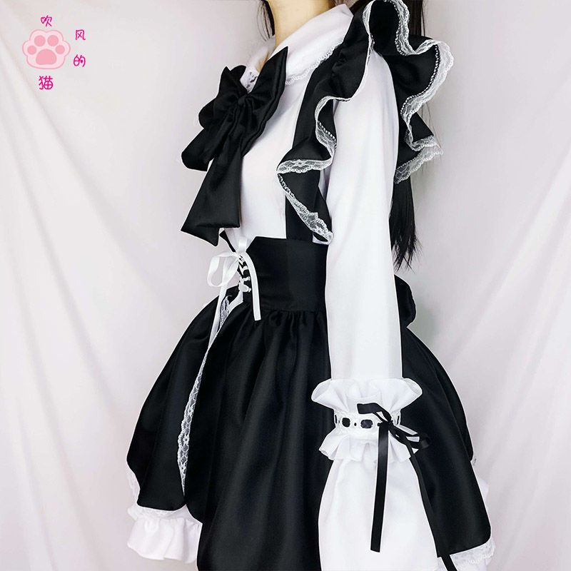 Blowing cat maid outfit lolita daily cute maid dress Japanese women's clothing gangster maid outfit full set