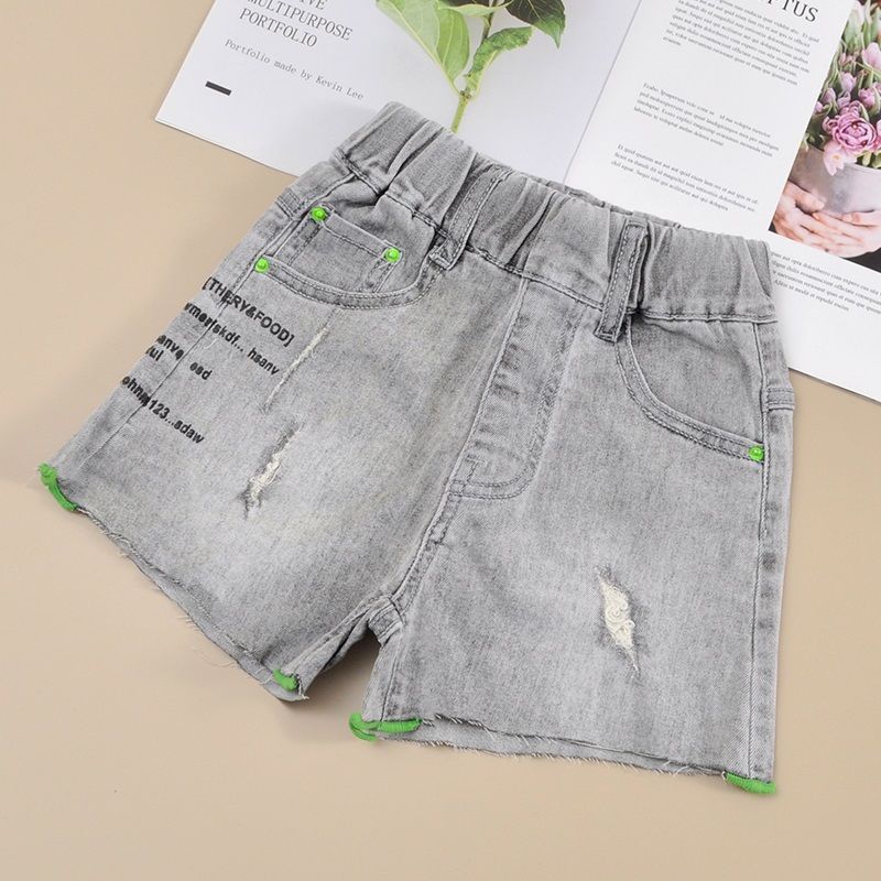 Girls' denim shorts summer thin section 2022 new outerwear medium and big boys girls pants summer children's jeans