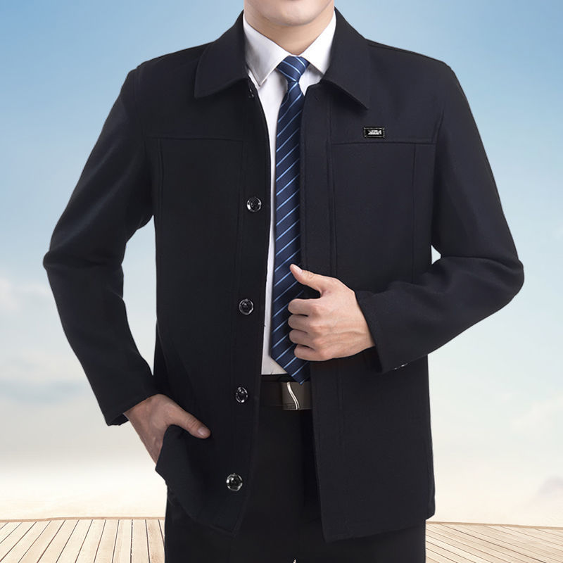 Spring and autumn style middle-aged and elderly men's coat button tops jackets for middle-aged and elderly men 40-60 years old