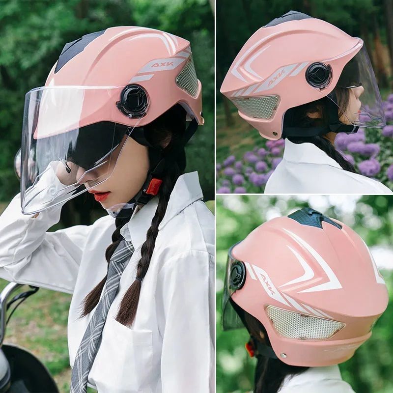 High-quality double-mirror electric battery car helmet men and women summer sun protection cute four seasons universal half-helmet helmet