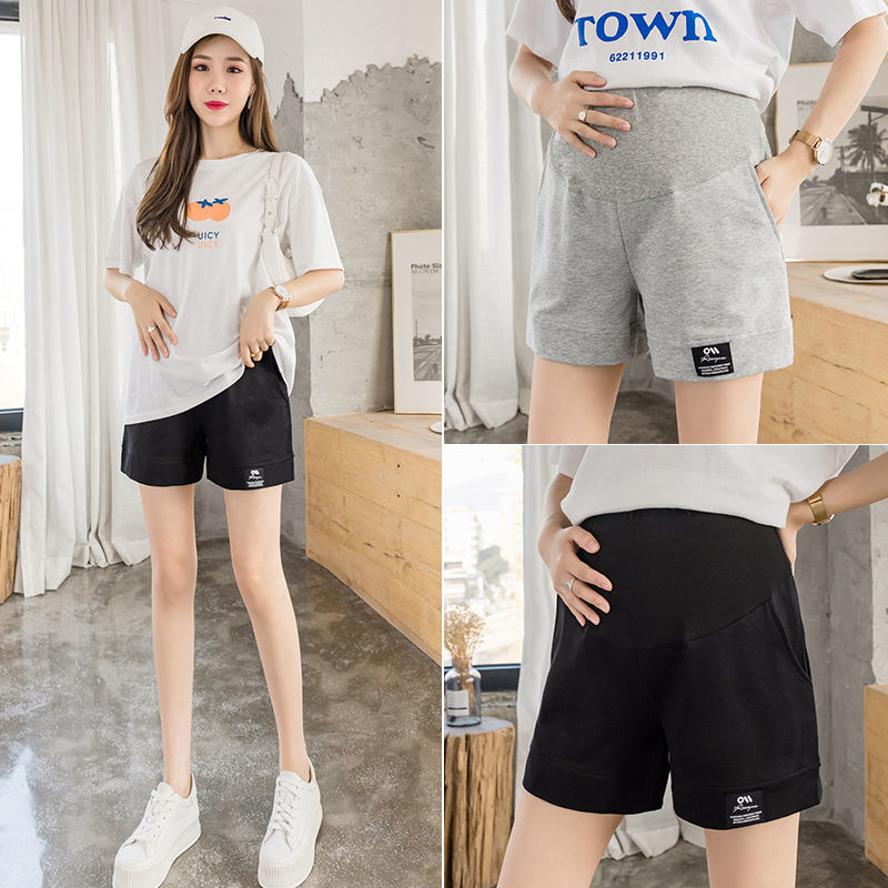 Pregnant women's shorts women's summer outerwear thin section wide-leg bottoming pants loose casual sports belly support pure cotton pants summer dress