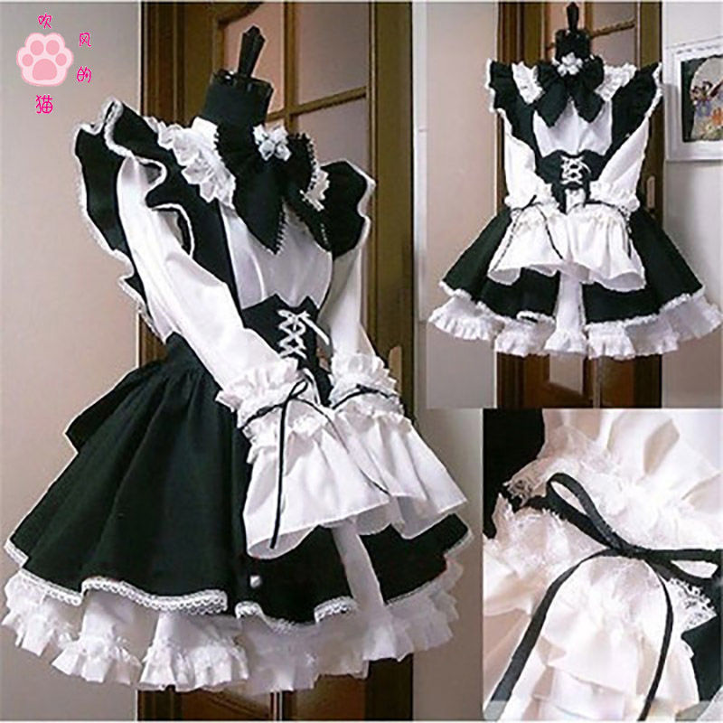 Blowing cat maid outfit lolita daily cute maid dress Japanese women's clothing gangster maid outfit full set