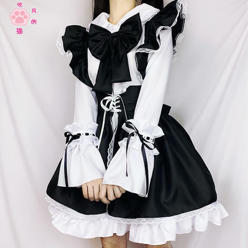 Blowing cat maid outfit lolita daily cute maid dress Japanese women's clothing gangster maid outfit full set