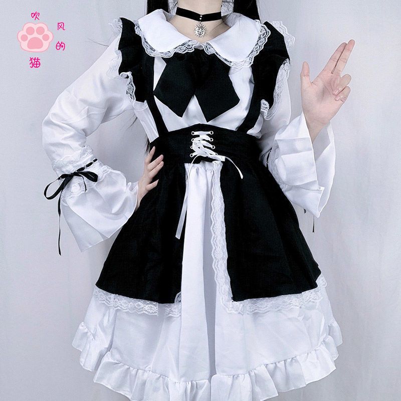 Blowing cat maid outfit lolita daily cute maid dress Japanese women's clothing gangster maid outfit full set