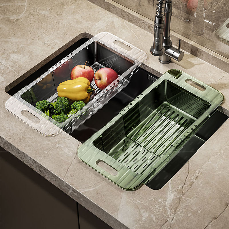 Kitchen retractable drain rack wash basin drain basket household plastic sink filter basket pool vegetable basket shelf