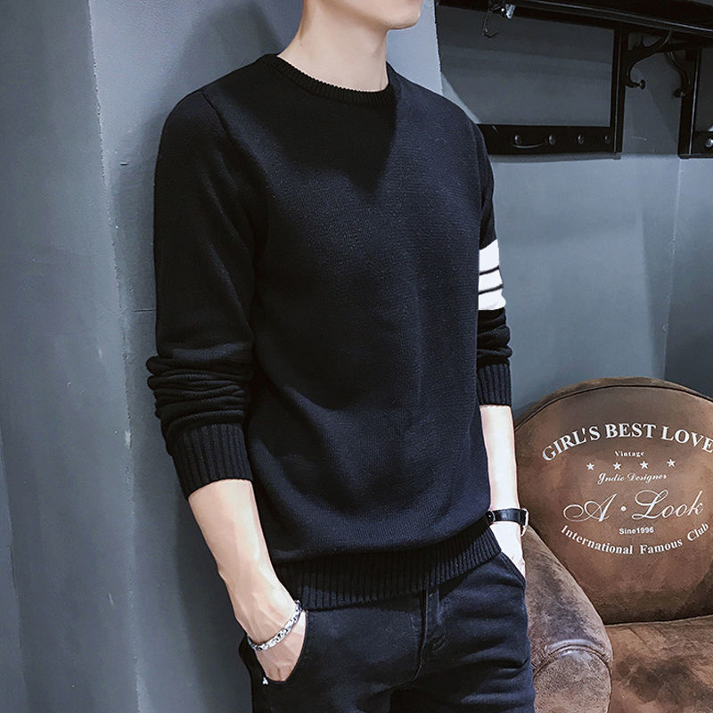 Men's sweaters in autumn and winter, thickened velvet and warm bottoming shirts, thin round neck sweaters in spring and autumn, sweaters under sweaters