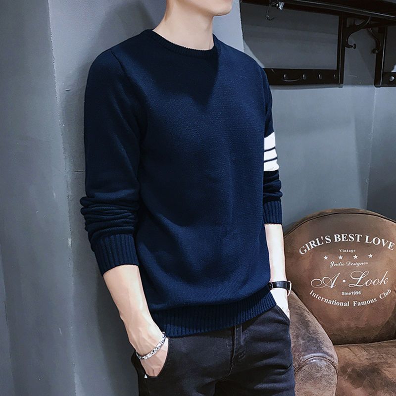 Men's sweaters in autumn and winter, thickened velvet and warm bottoming shirts, thin round neck sweaters in spring and autumn, sweaters under sweaters