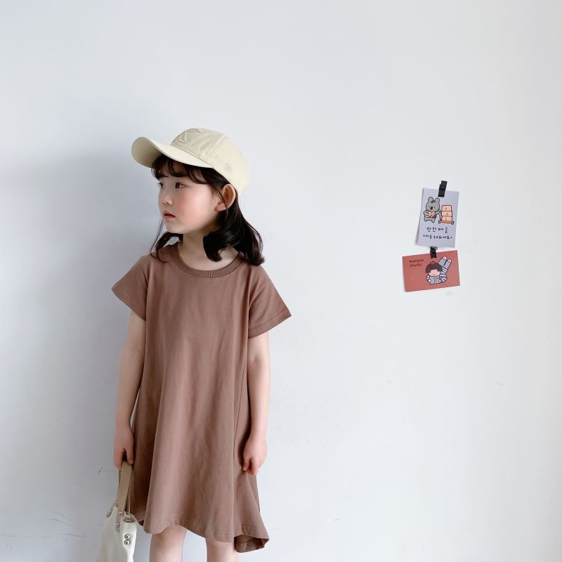 Korean version of girls' dress short-sleeved summer dress 2023 new children's clothing foreign style design irregular skirt children's T skirt