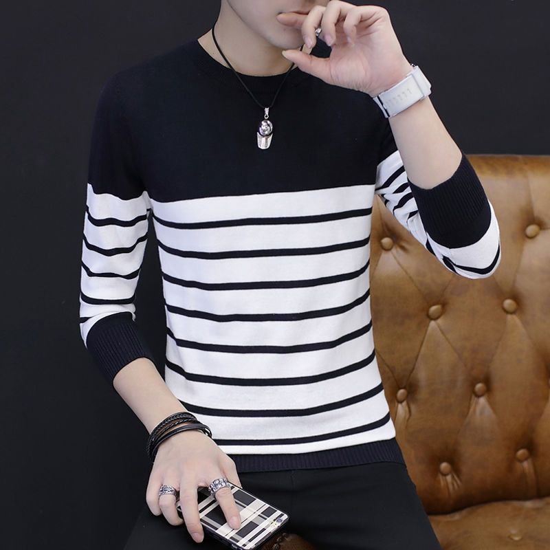 Men's sweaters in autumn and winter, thickened velvet and warm bottoming shirts, thin round neck sweaters in spring and autumn, sweaters under sweaters