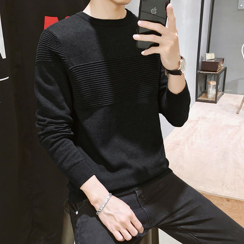 Men's sweaters, spring and autumn thin knitted sweaters, autumn tops, sweaters, autumn and winter velvet thickened inner bottoming shirts