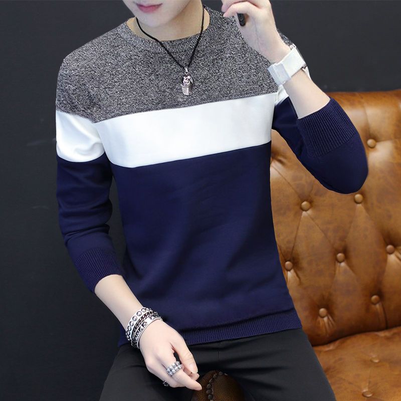 Men's sweaters, spring and autumn thin knitted sweaters, autumn tops, sweaters, autumn and winter velvet thickened inner bottoming shirts