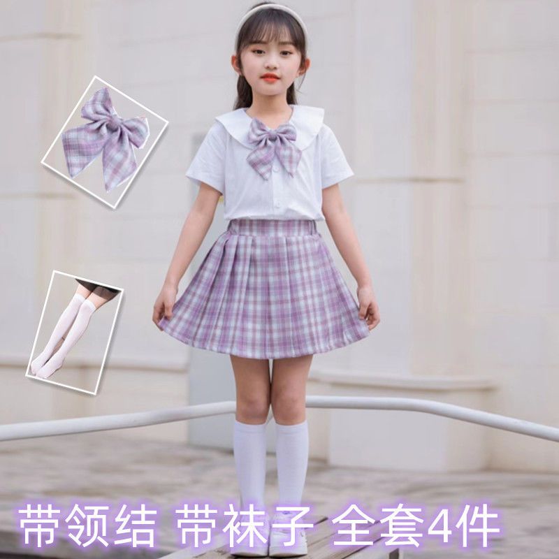 Girls jk uniform skirt summer primary school student dress children's wear college style suit girl pleated skirt summer dress