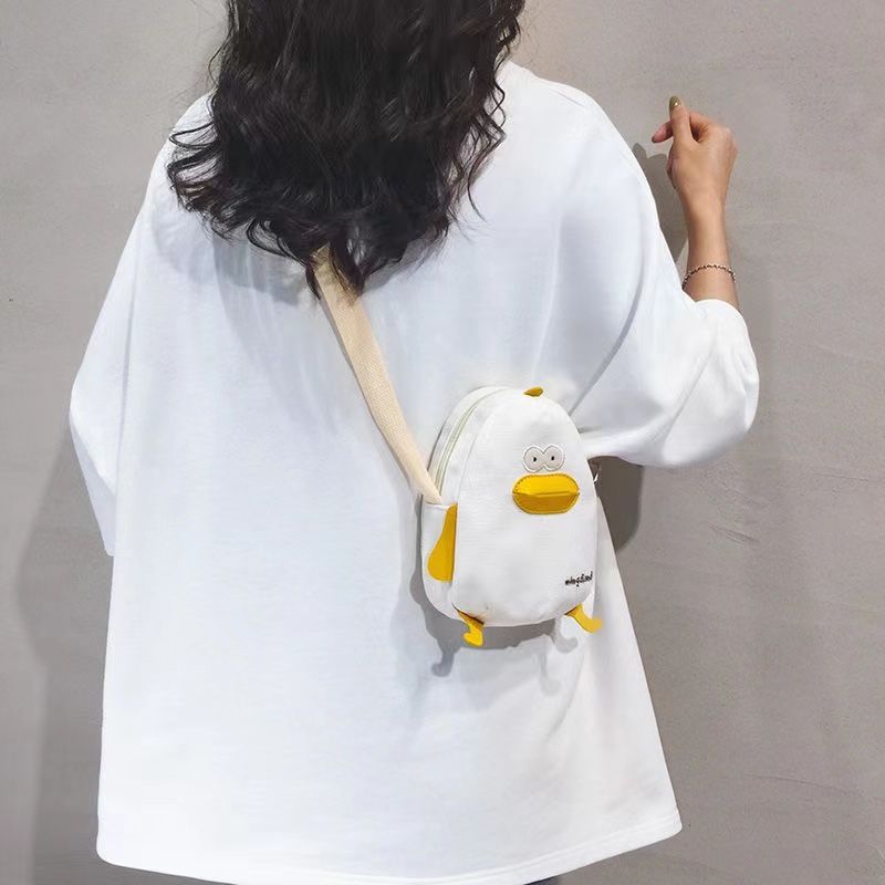 夏天可愛斜跨小包小清新迷你學生軟妹卡通小雞包日系帆布包手機包