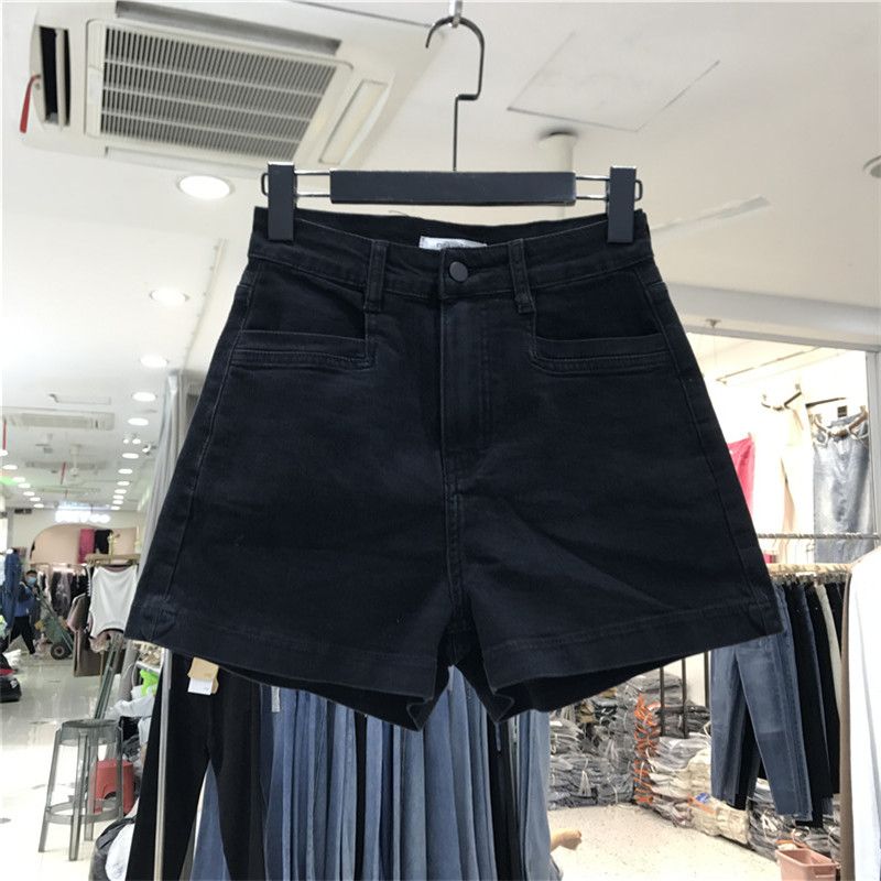 高腰顯瘦闊腿黑色牛仔短褲女2023新款夏大碼百搭顯瘦顯腿長熱褲潮