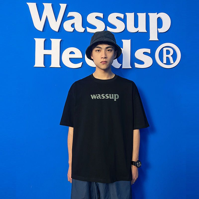 WASSUP HEODS短袖T恤男士潮牌夏國潮寬鬆情侶半袖純棉重磅美式
