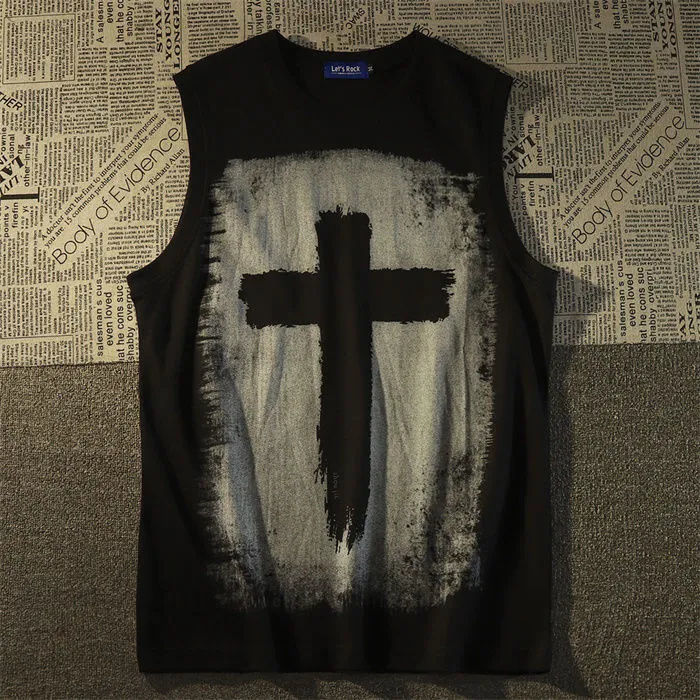 100% can't afford the ball American retro sleeveless T-shirt men's and women's cross vest niche design loose outerwear