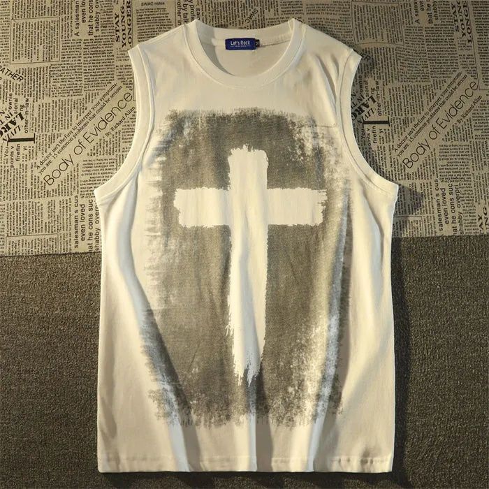 100% can't afford the ball American retro sleeveless T-shirt men's and women's cross vest niche design loose outerwear