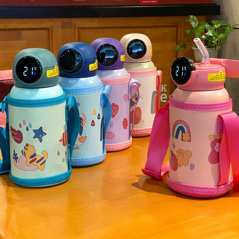 The new smart children's thermos cup high-value with straw water cup girls large capacity ins student cup