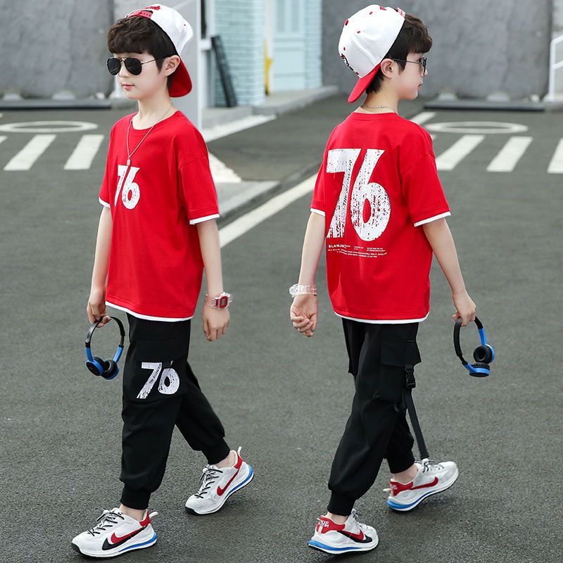 Children's clothing boy summer suit  new Chinese and large children's Korean version short-sleeved summer boy fashion two-piece suit