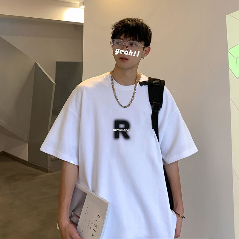 100%純棉港風夏季短袖t恤男美式潮牌cityboy字母印花ins半袖體恤
