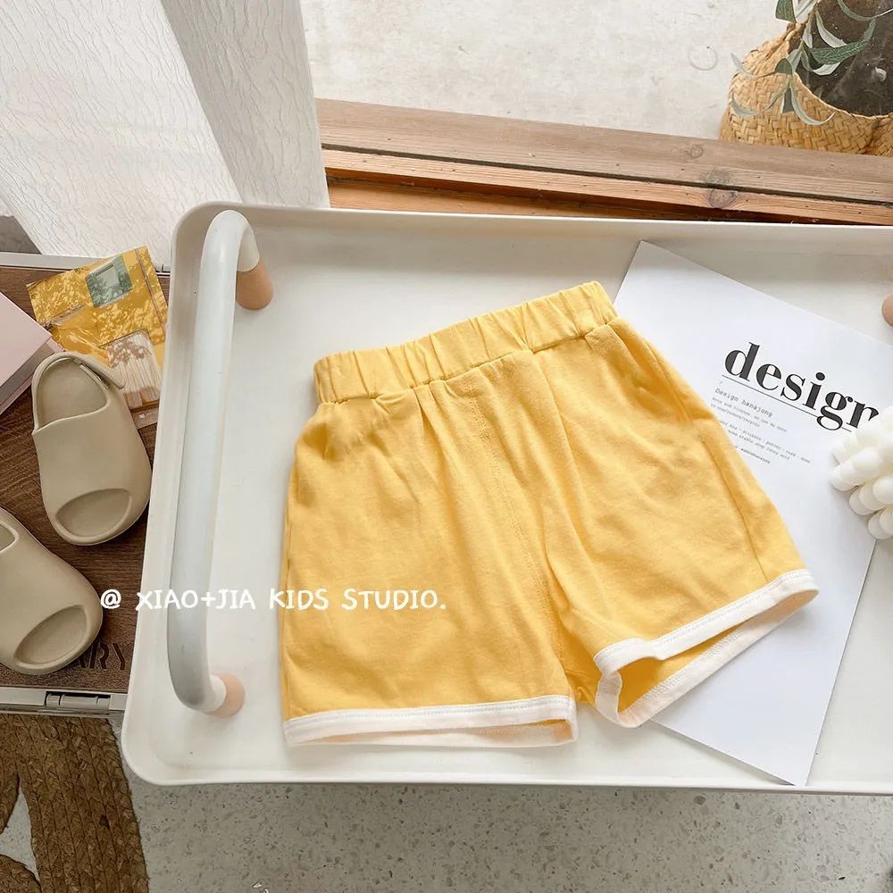 Children's cotton suit T-shirt boys and girls yellow shorts baby baby summer dress ins trendy thin section Korean style