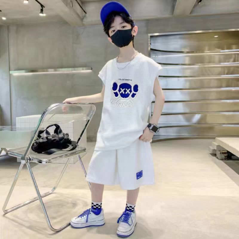 男童夏裝套裝2022新款兒童夏季網紅炸街裝男孩洋氣中大童帥氣潮裝