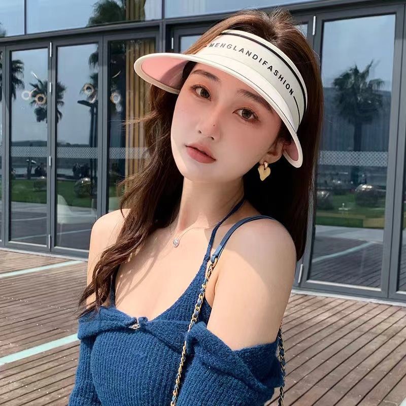 New sunscreen hat women's summer empty top breathable anti-ultraviolet sun hat letter color-changing face small sun hat