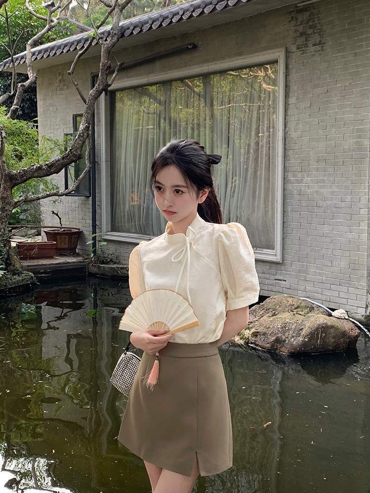 甜美復古民國風旗袍防走光短裙套裝兩件套改良旗袍連衣裙夏季新款