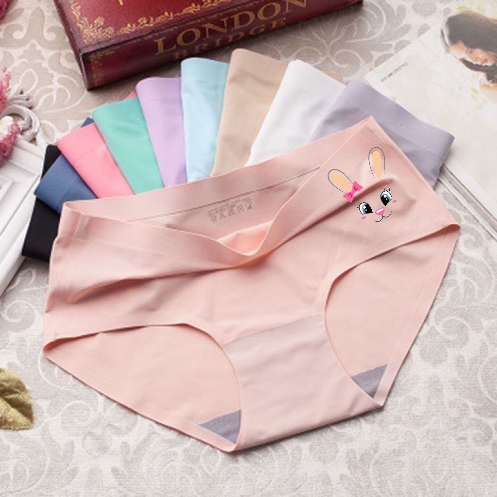 [Multiple packs] Ice silk seamless underwear female sexy mid-waist one-piece elastic large size breathable briefs head