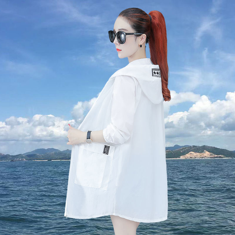 Mid-length sun protection clothing for women  new summer lightweight breathable anti-UV loose large size sun protection clothing jacket