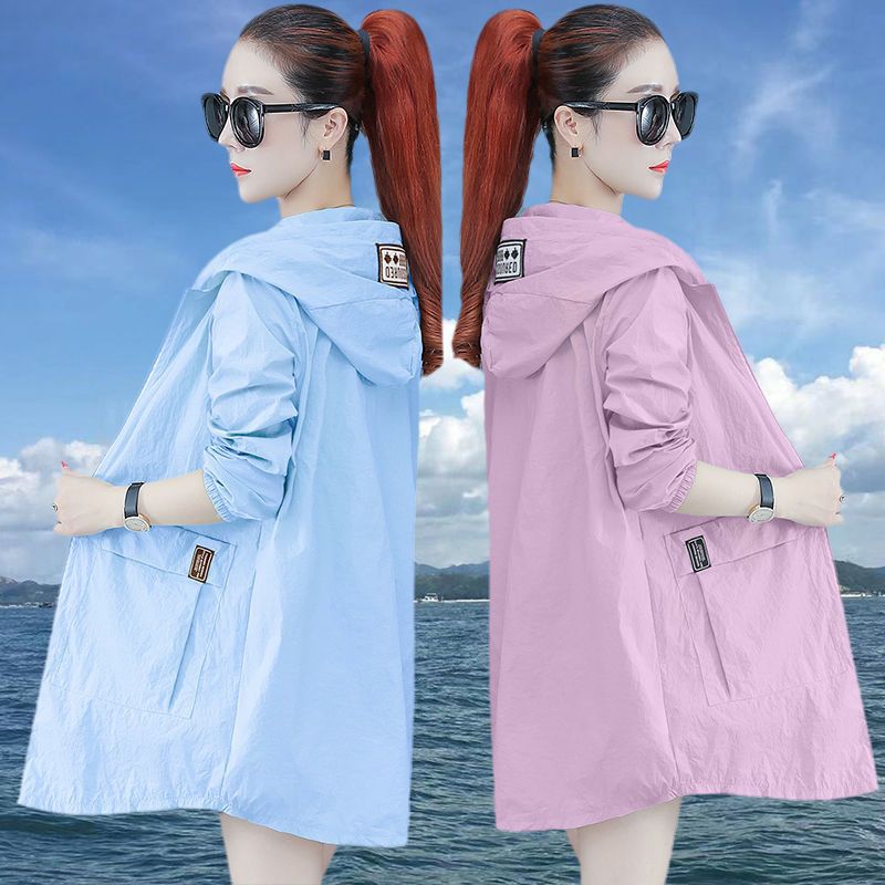 Mid-length sun protection clothing for women  new summer lightweight breathable anti-UV loose large size sun protection clothing jacket