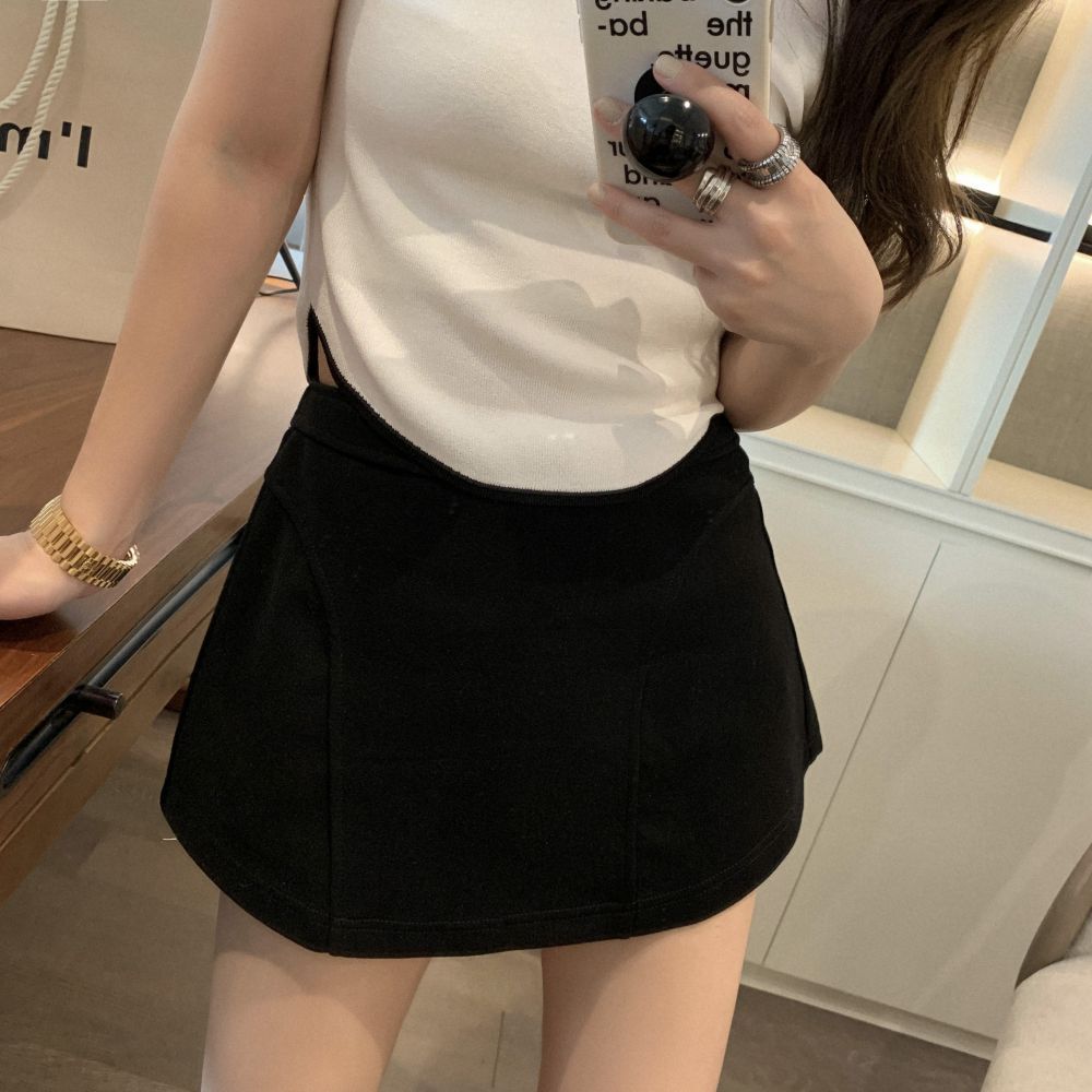 Small Skirt Sports Half Skirt Summer Spicy Girl High Waist Casual Solid Color Versatile Short Skirt A-line Skirt Pants Female