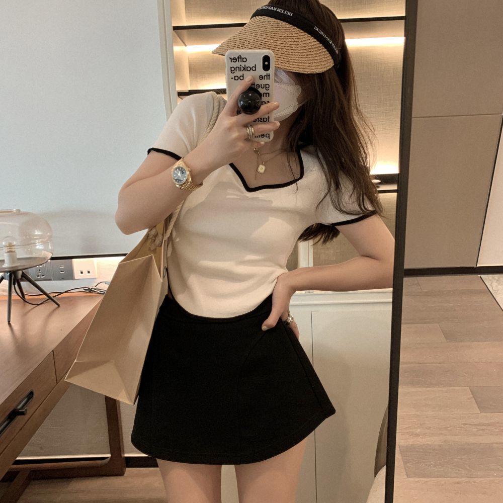 Small Skirt Sports Half Skirt Summer Spicy Girl High Waist Casual Solid Color Versatile Short Skirt A-line Skirt Pants Female