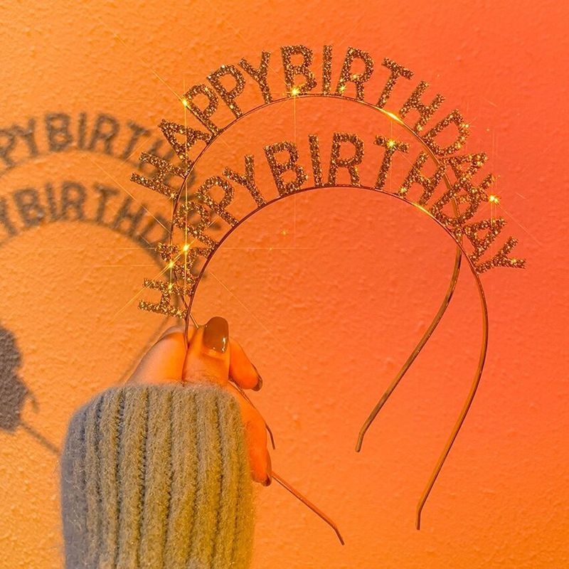網紅生日蛋糕裝飾生日快樂發箍頭箍頭飾發卡聚會裝扮公主女新頭飾
