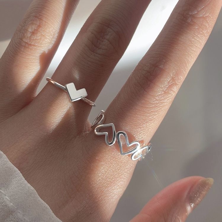 Hollow love ring women's fashionable personality simple niche design high-end light luxury cold style open index finger ring