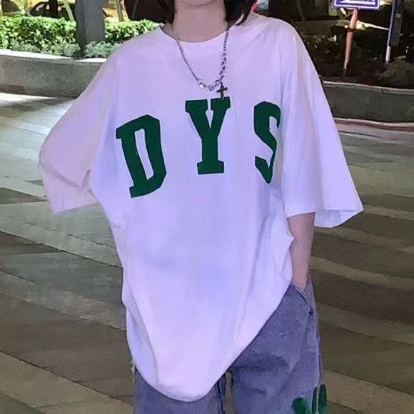 Summer cotton 2022 latest ins super hot short-sleeved t-shirt female students loose Korean version of the wild BF wind half-sleeved top