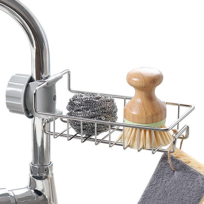 厨房水龙头置物架不锈钢沥水架沥水篮洗碗盆浴室水槽收纳架免打孔