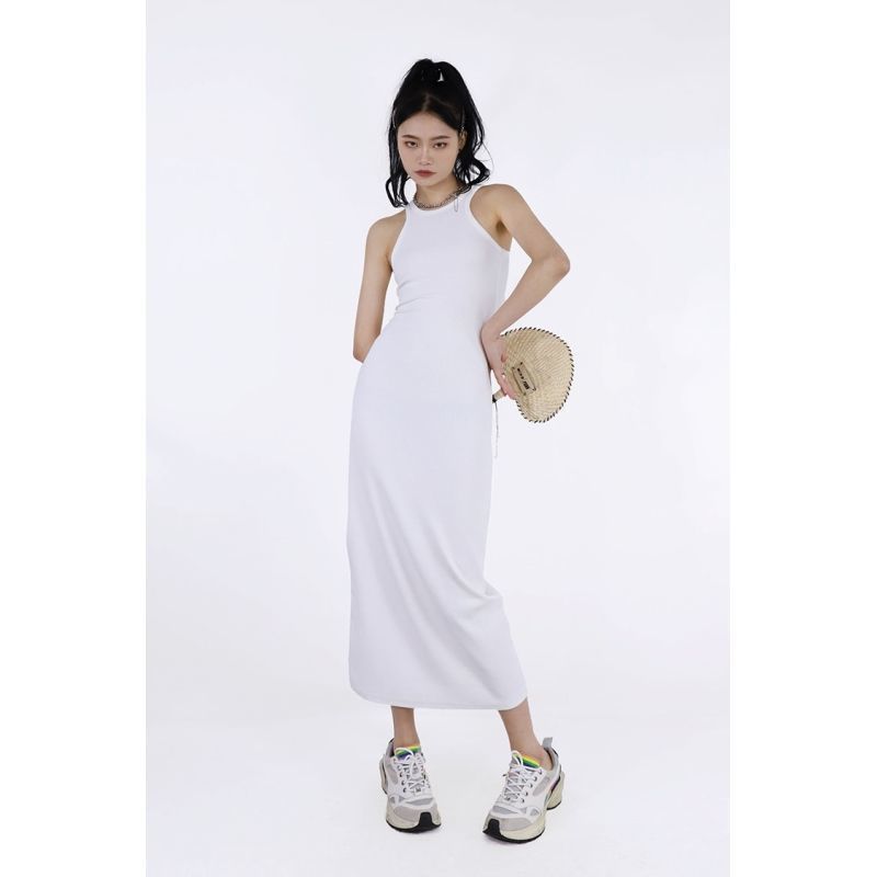 Niche design sexy pure desire wind hanging neck vest dress summer new mid-length bag hip skirt women's ins