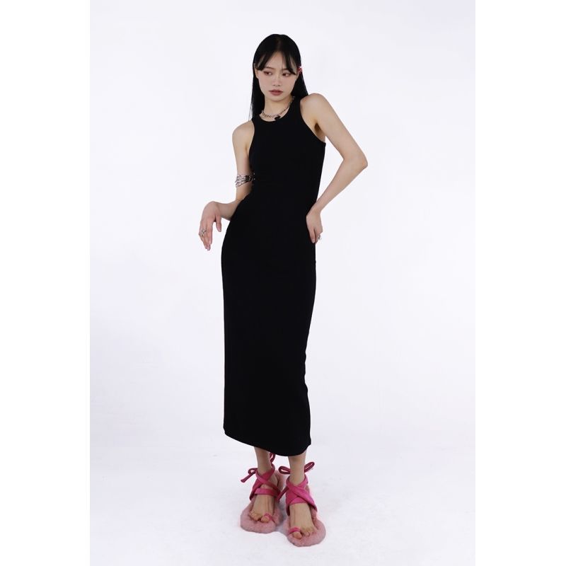 Niche design sexy pure desire wind hanging neck vest dress summer new mid-length bag hip skirt women's ins