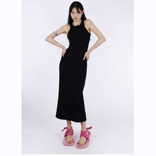 Niche design sexy pure desire wind hanging neck vest dress summer new mid-length bag hip skirt women's ins