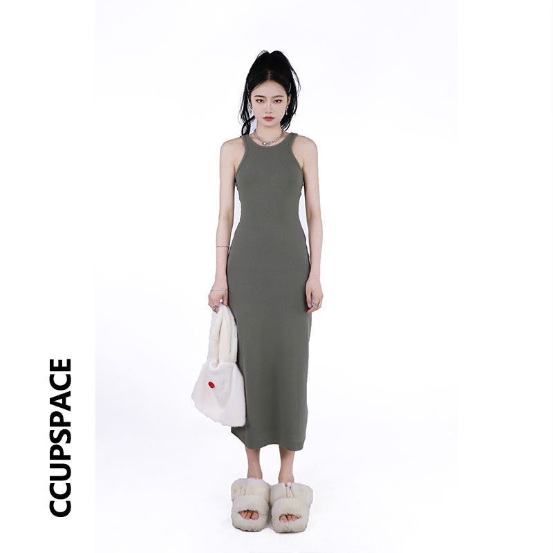 Niche design sexy pure desire wind hanging neck vest dress summer new mid-length bag hip skirt women's ins