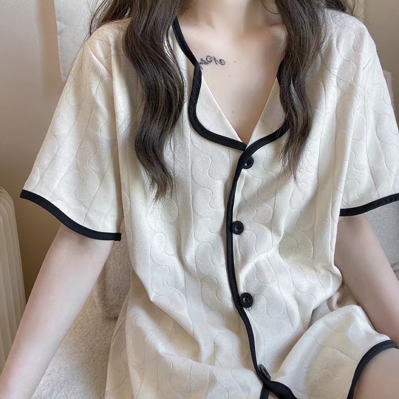 Internet celebrity pajamas women's summer thin section short-sleeved students cute ins style high-value summer home service suit