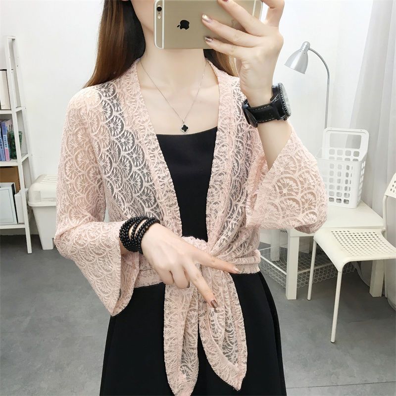 Chiffon shirt for women with shawl in summer, new style with skirt, beautiful and stylish shirt, thin sun protection shirt, lace top