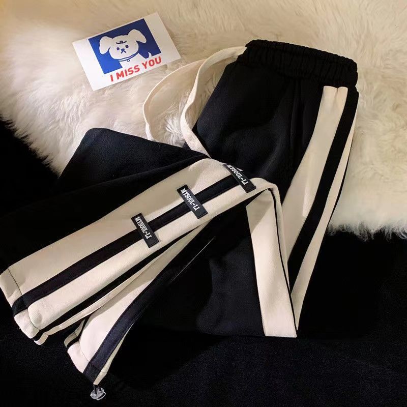 Drawstring pants trendy brand men's autumn thin section ins high street loose straight casual pants trendy all-match sports pants
