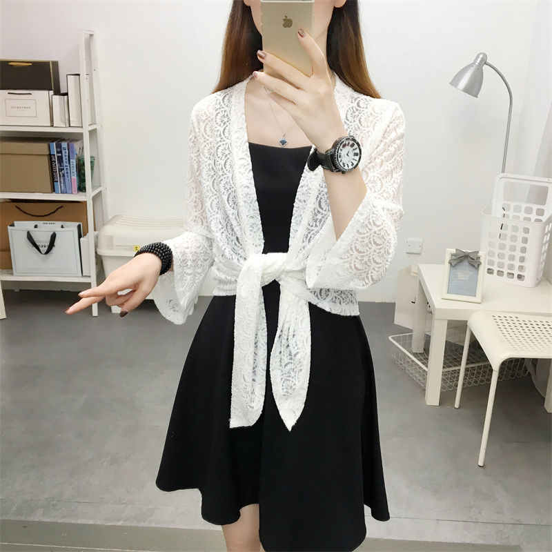 Chiffon shirt for women with shawl in summer, new style with skirt, beautiful and stylish shirt, thin sun protection shirt, lace top