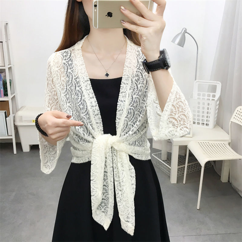 Chiffon shirt for women with shawl in summer, new style with skirt, beautiful and stylish shirt, thin sun protection shirt, lace top