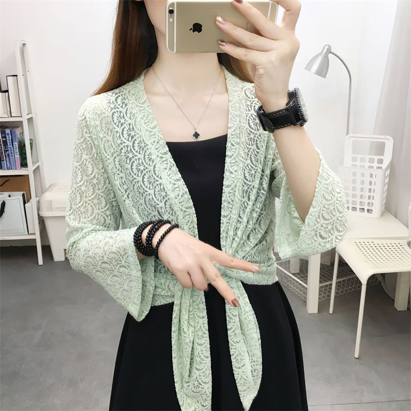 Chiffon shirt for women with shawl in summer, new style with skirt, beautiful and stylish shirt, thin sun protection shirt, lace top