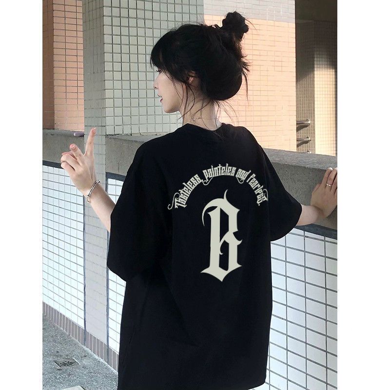 品牌專櫃撤回重磅正肩純棉短袖T恤女字母印花潮流甜美百搭BF上衣